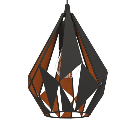 3 Pendant Light, Black and copper, Rated IP20, Carlton 1, Eglo