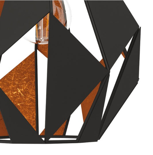 Wall Light, Black and copper, Rated IP20, Carlton 1, Eglo