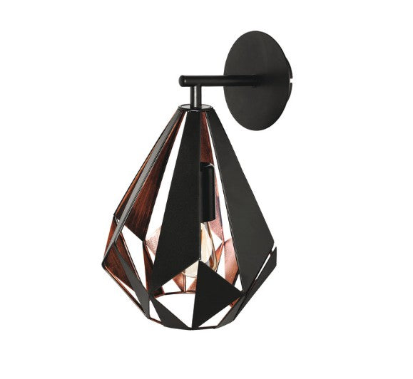 Wall Light, Black and copper, Rated IP20, Carlton 1, Eglo