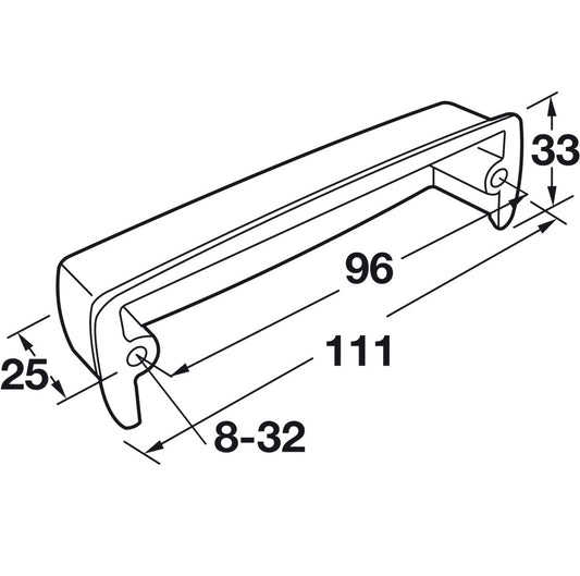 Cup Pull Handle, Zinc Alloy, Fixing Centres 96 mm, Kane