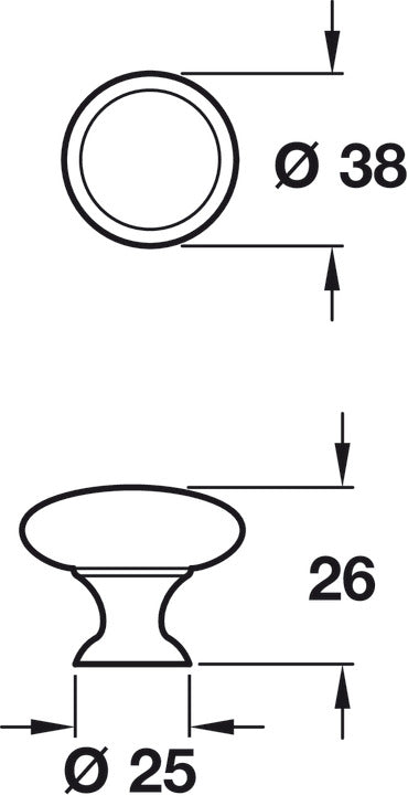 Knob, Zinc Alloy, Ø 38 mm, Henrietta