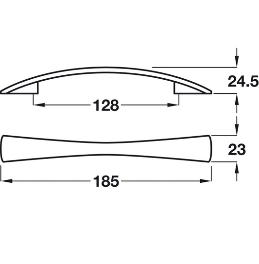 Bow Handle, Zinc Alloy, Fixing Centres 128 mm, Quigley