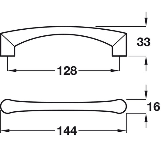 D Pull Handle, Zinc Alloy, Fixing Centres 128 mm, Emerson