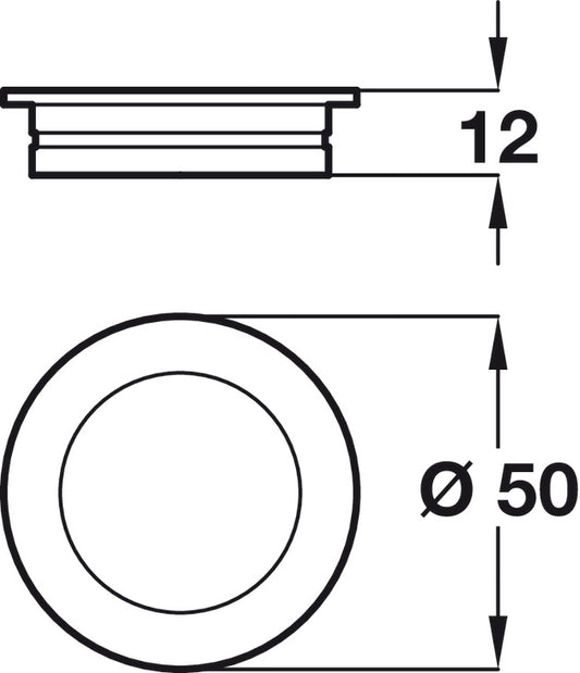 Inset Handle, Zinc Alloy, Ø 50 mm, Indre