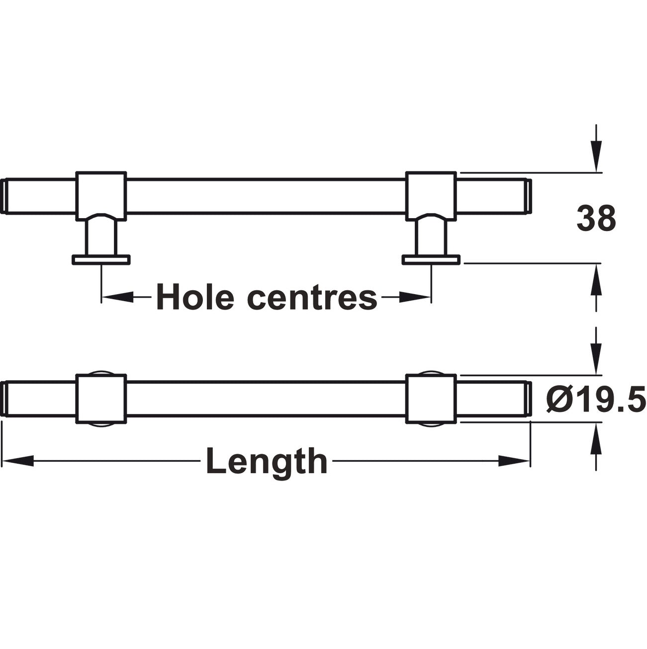 Pull Handle, Mild Steel, Fixing Centre 160-320 mm, Harlington