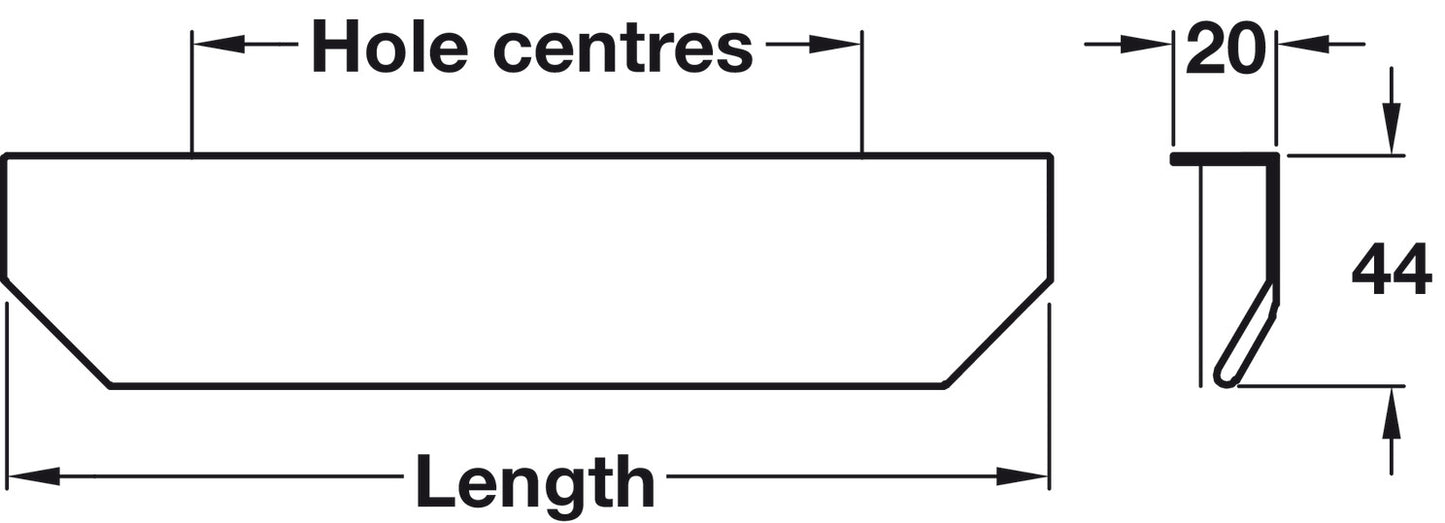 Profile Handle, Aluminium, Fixing Centres 64-1120 mm, Vann