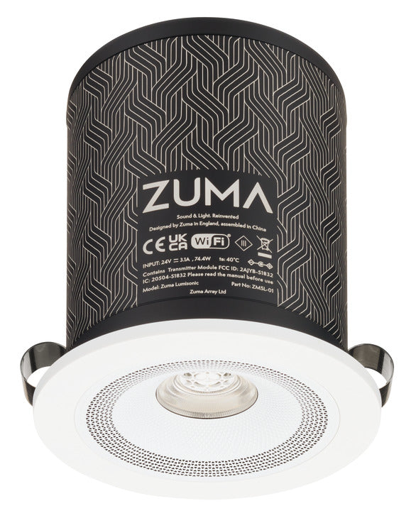 Speaker Ceiling Light, with Simplicity Round Bezel and PSU, Zuma Lumisonic