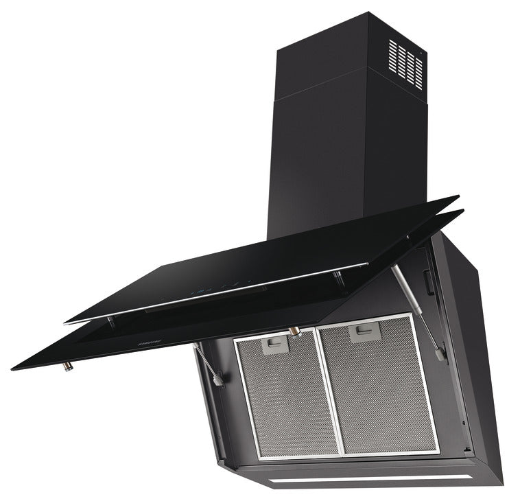 Samsung Cooker Hood, with Hob Auto Connectivity, Wall Mount, 900 mm, NK36N9804VB/UR - Black glass