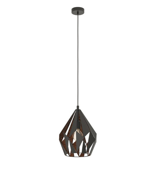 Single Pendant Light, Black and copper, Rated IP20, Dimensions (Height x Ø): 1100 x 310 mm, Carlton 1, Eglo
