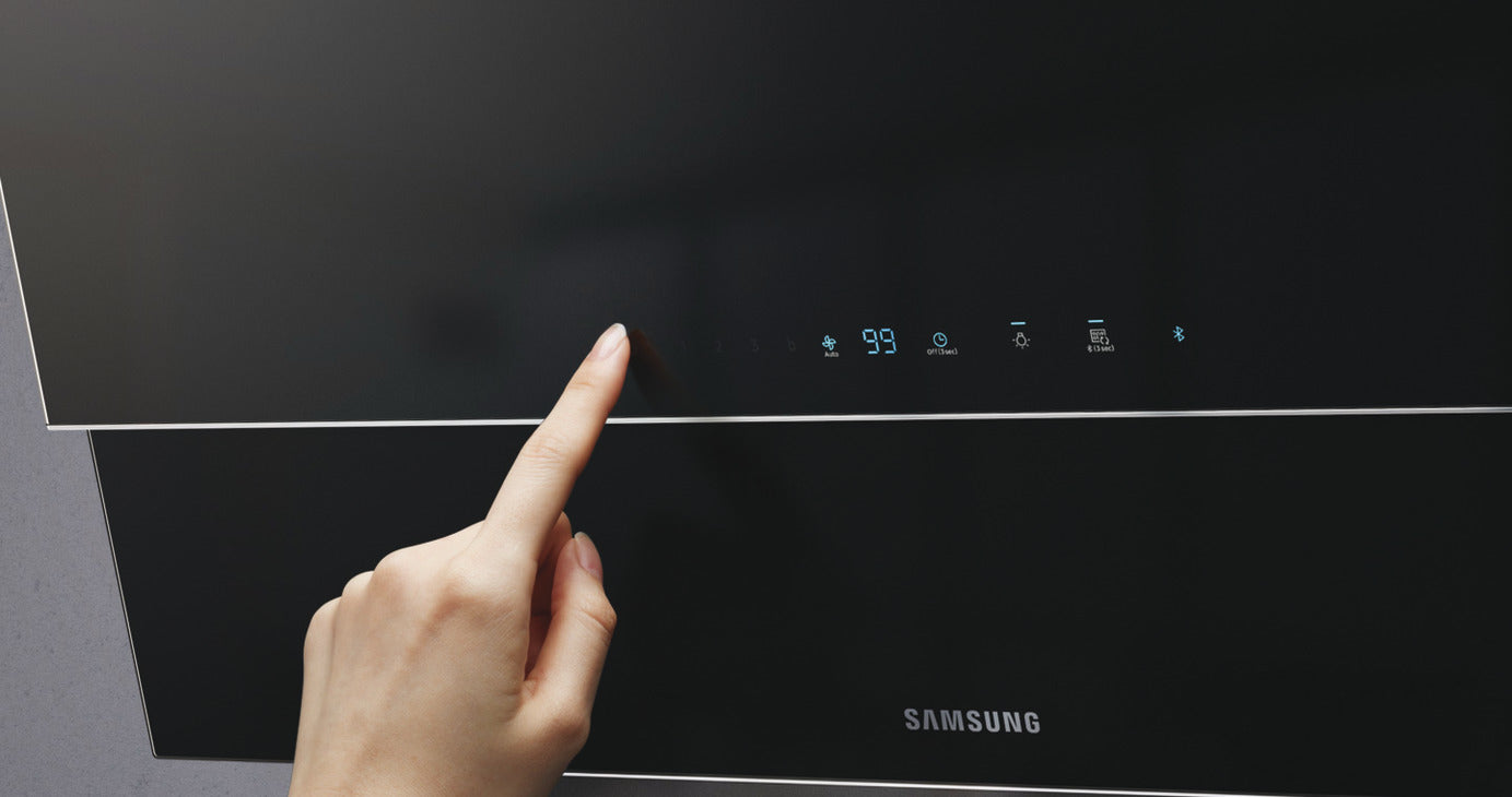 Samsung Cooker Hood, with Auto Connectivity, Wall Mount, 600 mm, NK24C9804WB/UR - Black glass