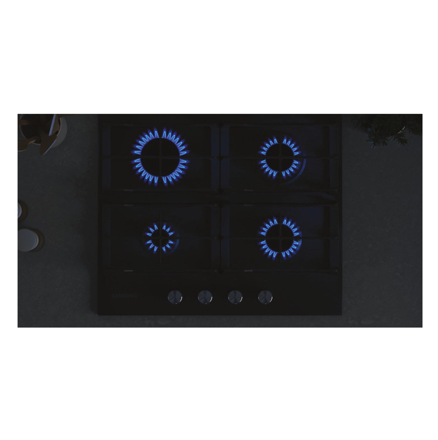 Samsung Gas Hob, 4 Burner, NA64H3000AK/U1  - Black Glass