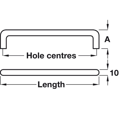 D Pull Handle, Stainless Steel, Ø 10 mm, Fixing Centres 64-352 mm, Mandalay