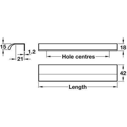 Profile Handle, Aluminium, Fixing Centres 32-1056 mm, Ona