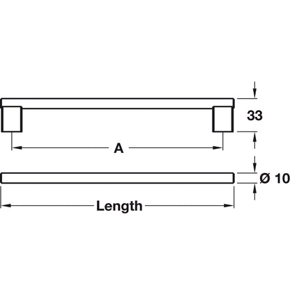 Bar Handle, Aluminium, Fixing Centres 160-1178 mm