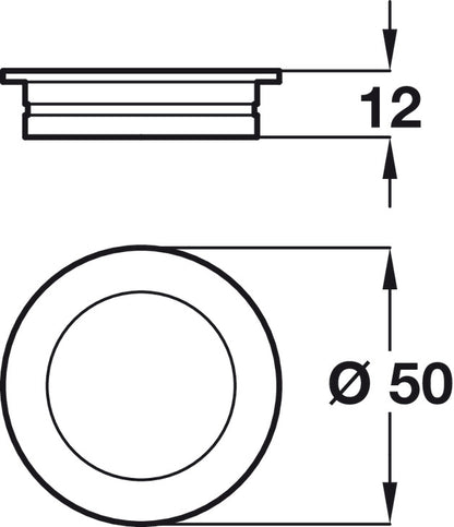 Inset Handle, Zinc Alloy, Ø 50 mm, Indre