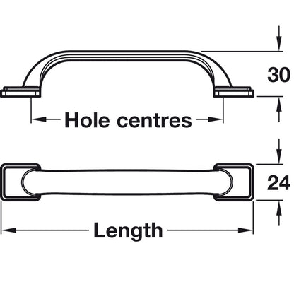 Pull Handle, Cast Iron, Fixing Centre 128-160 mm, Varaita