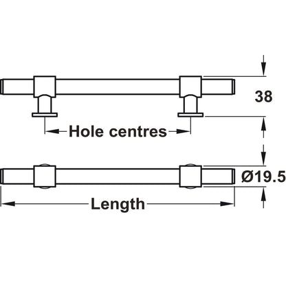 Pull Handle, Mild Steel, Fixing Centre 160-320 mm, Harlington