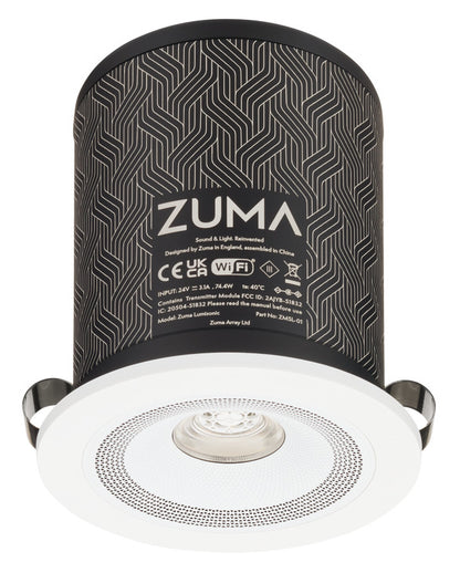 Speaker Ceiling Light, with Simplicity Round Bezel and PSU, Zuma Lumisonic