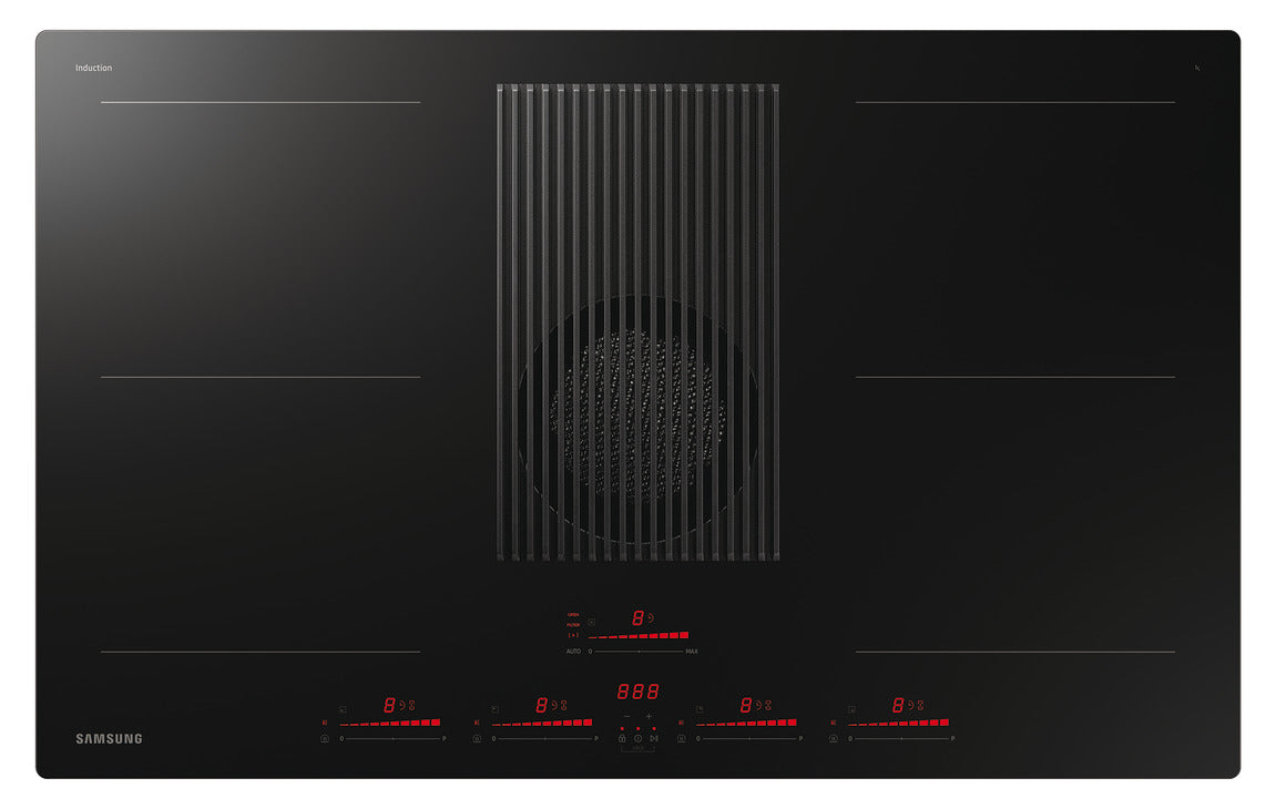 Samsung Induction Combi Hob, with Integrated Hood, 830 mm, NZ84T9747VK/UR - Black glass
