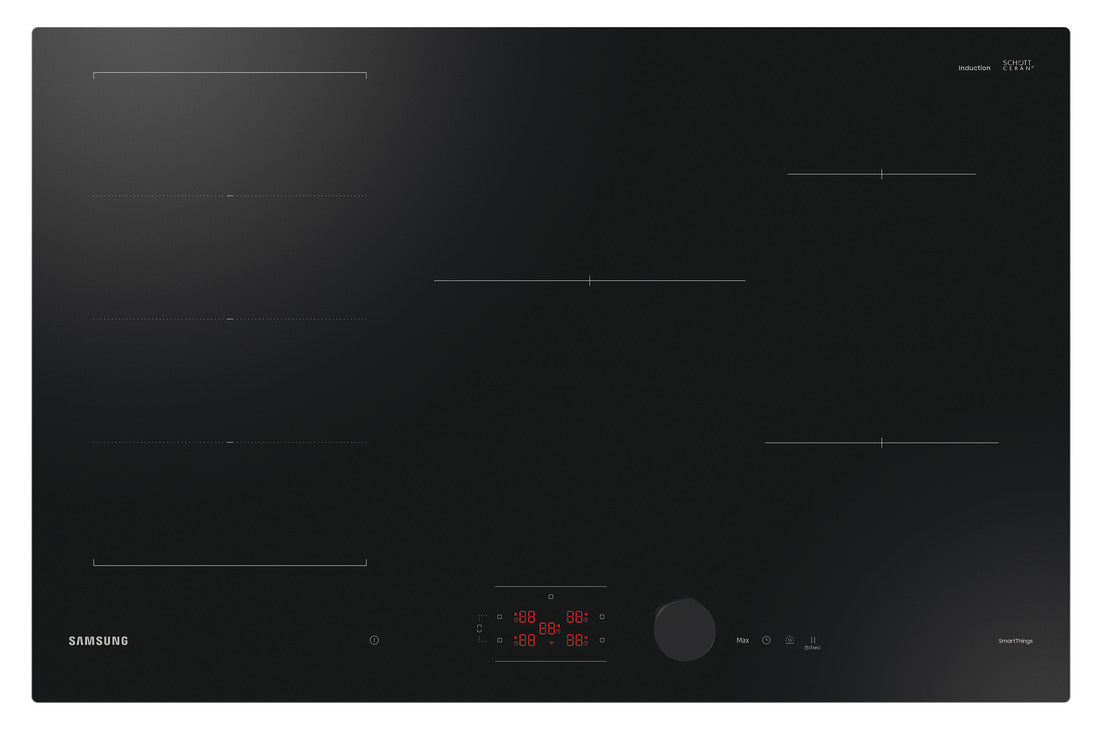 Samsung Induction Hob, Slim Fit 80cm 5 Burner with Flex Zone Plus, NZ85C6058FK/U1 - Black glass